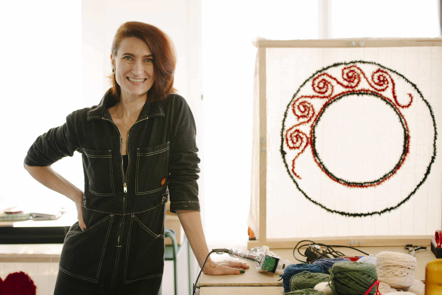 Démonstration du tissage à la main