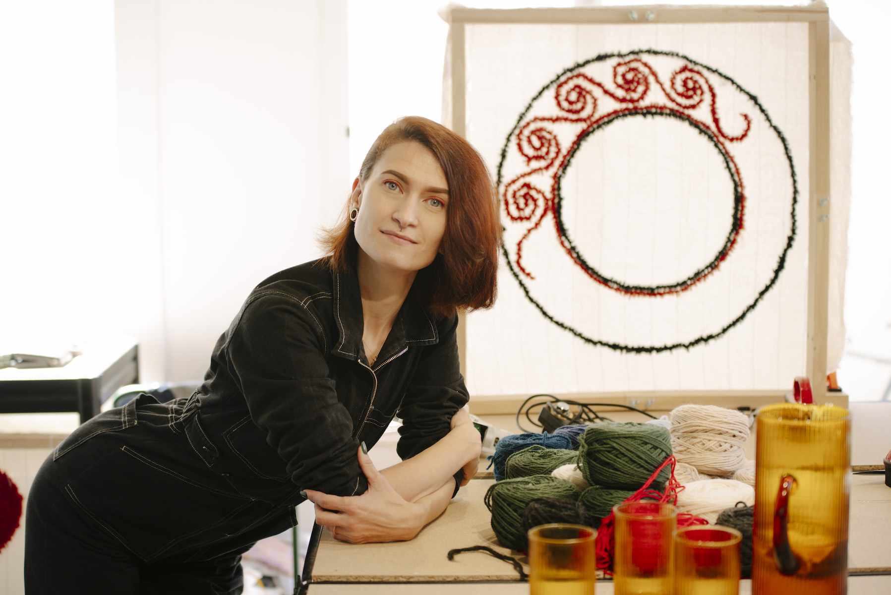 Démonstration du tissage à la main